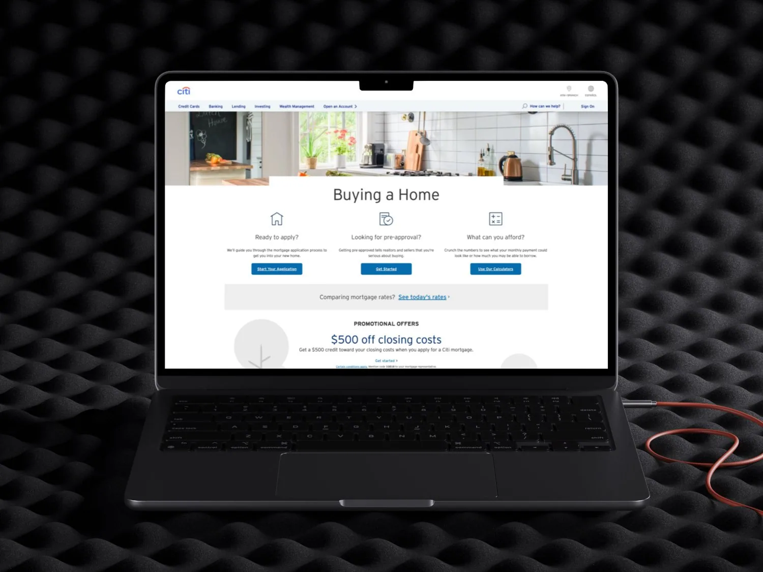 The redesigned Buying a Home page on a laptop