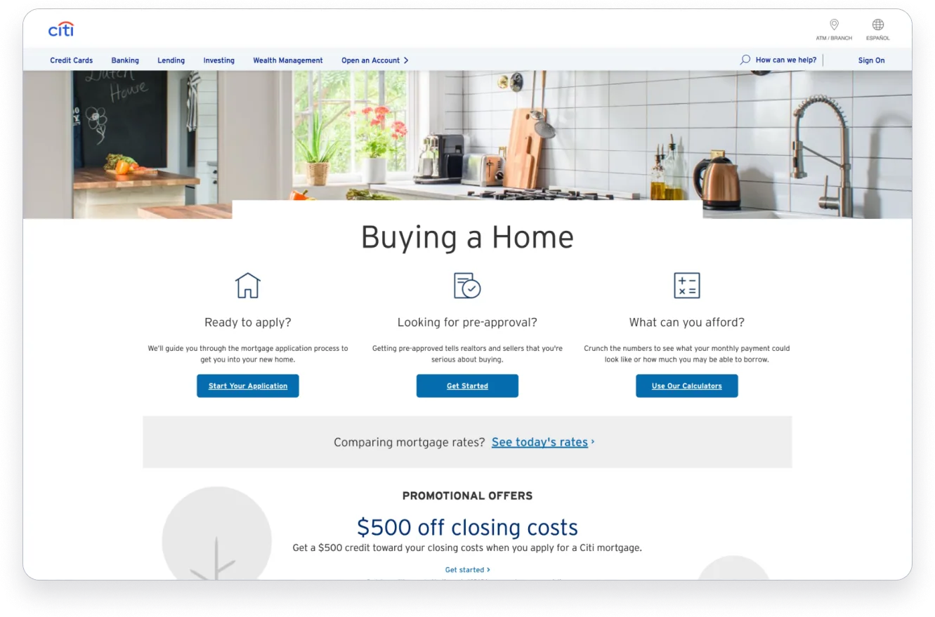 After: the redesigned Buying a Home page