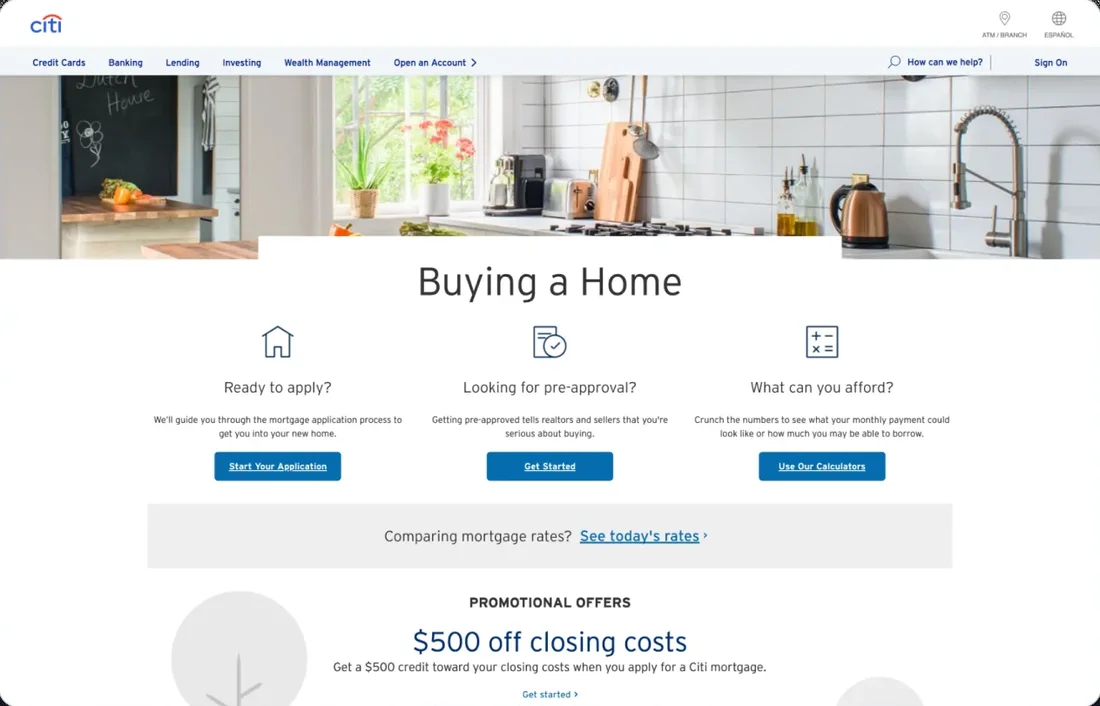 Buying a Home landing page, final design