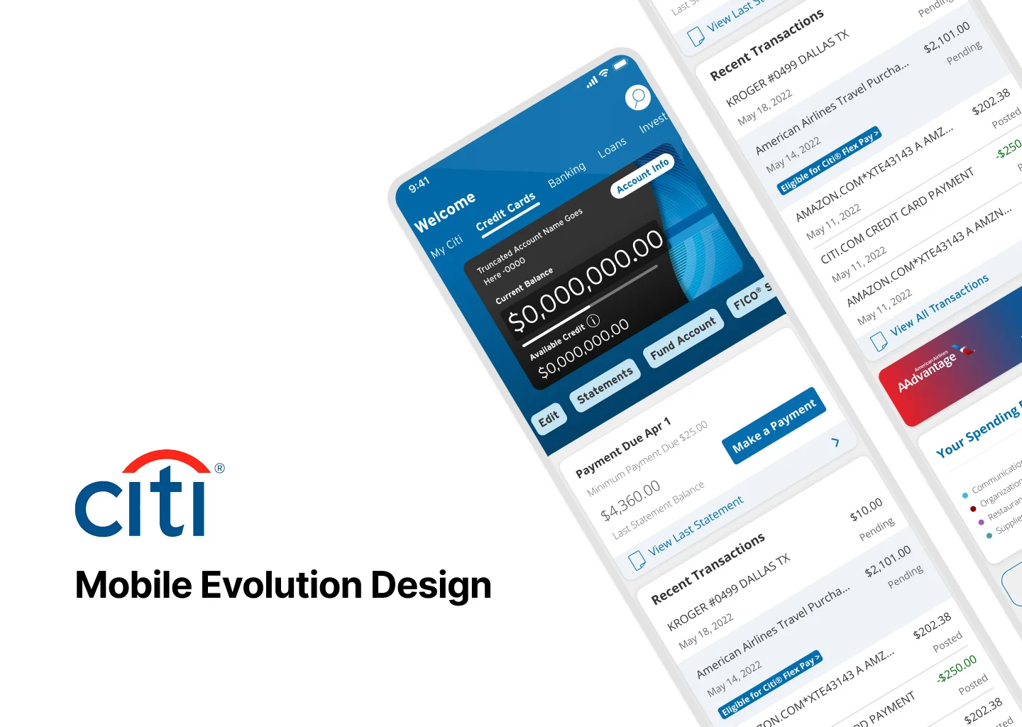 Citi Dashboard app, final design