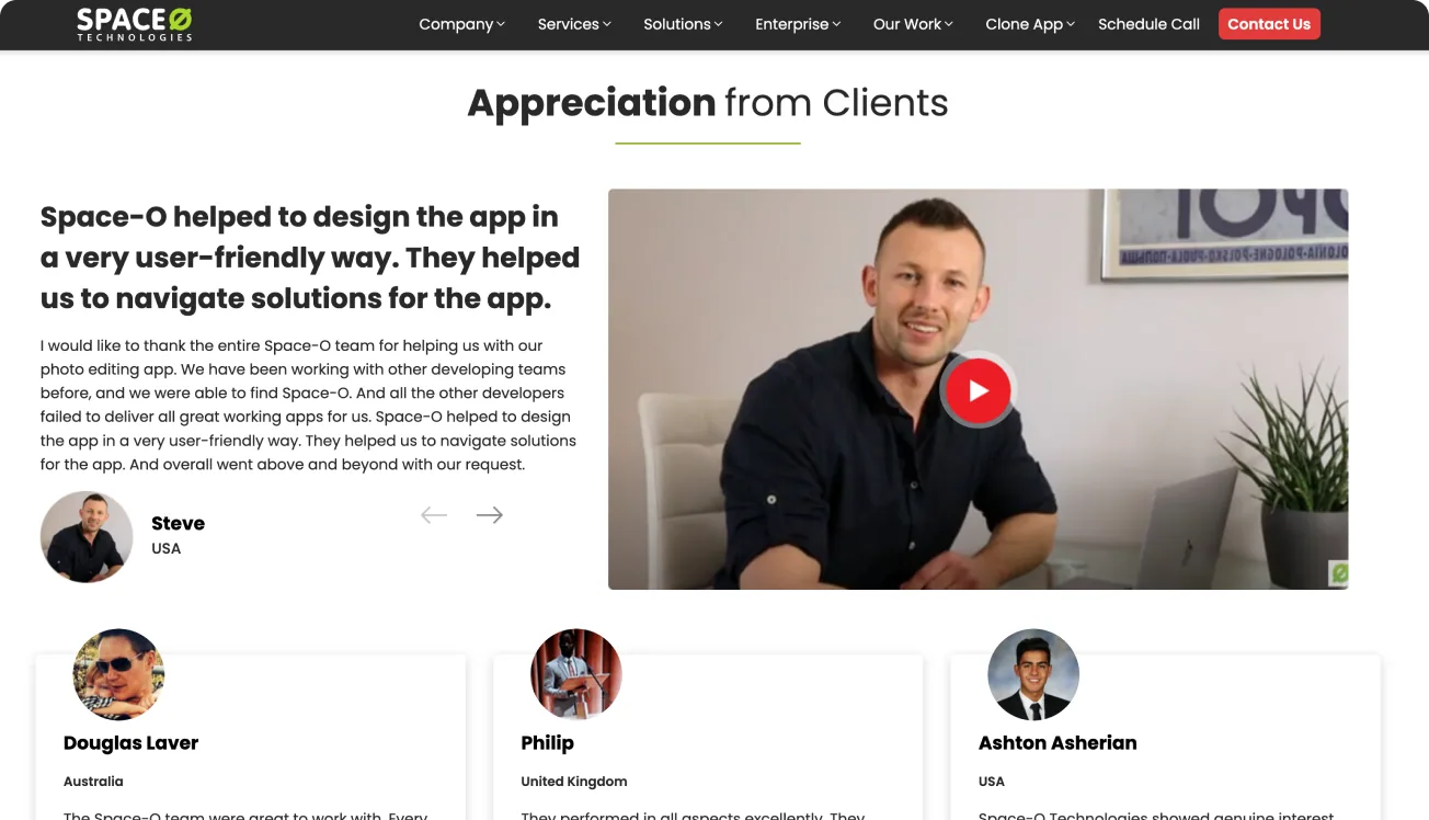 Client testimonials